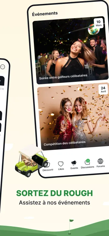 Écran des événements de l’app Par2